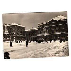 Vintage Italian Postcard Piazza Teatro Alla Scala Snow Scene Milano Theater